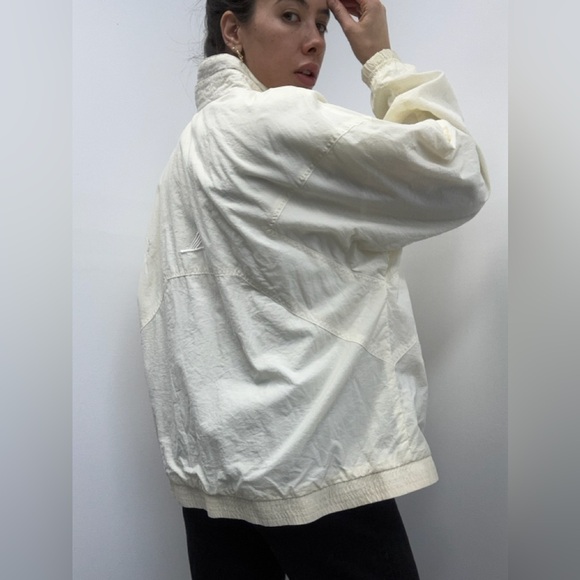 Vintage 90's Nautical Cream Windbreaker Funnel Neck Jacket Size L - Picture 3 of 14